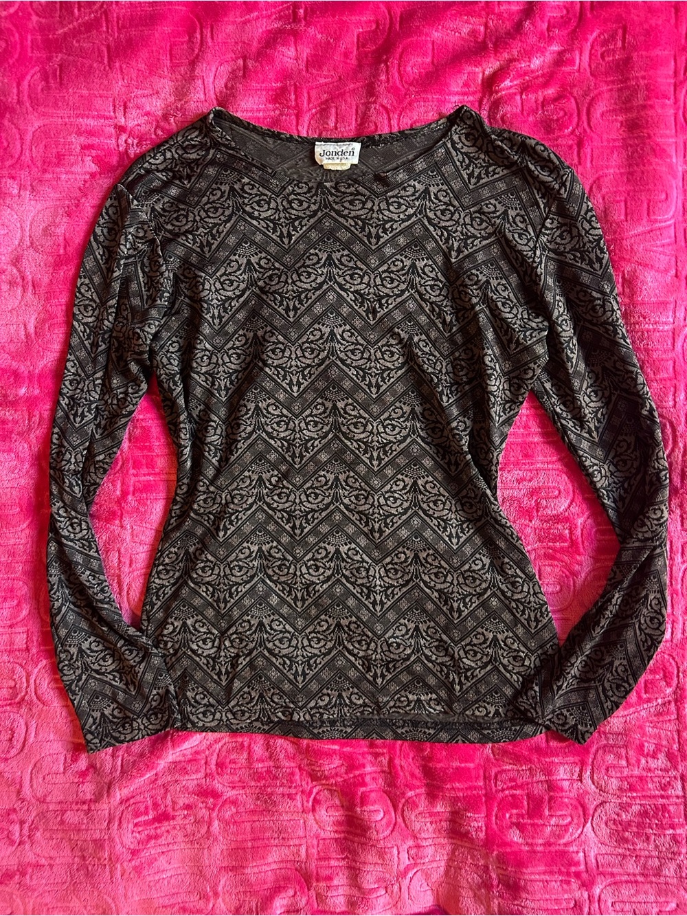 Vintage ‘Jonden’ Stretchy Patterned Long Sleeve Top